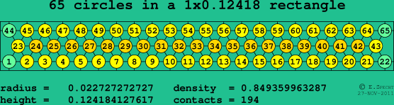 65 circles in a rectangle