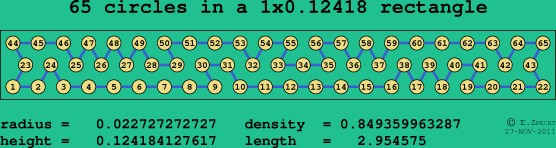 65 circles in a rectangle