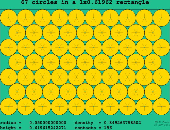 67 circles in a rectangle