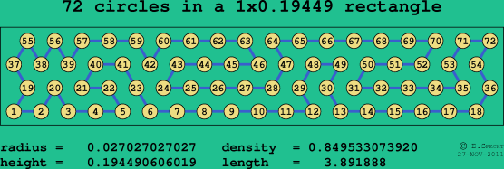 72 circles in a rectangle