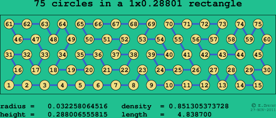 75 circles in a rectangle