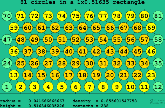 81 circles in a rectangle
