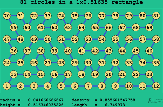 81 circles in a rectangle