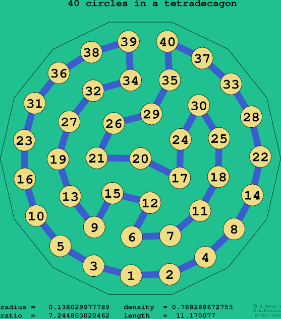 40 circles in a regular tetradecagon