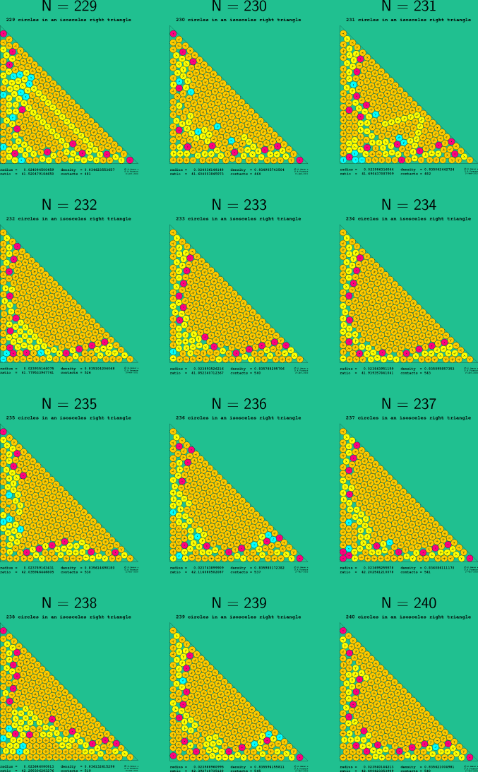 229-240 circles in an isosceles right triangle