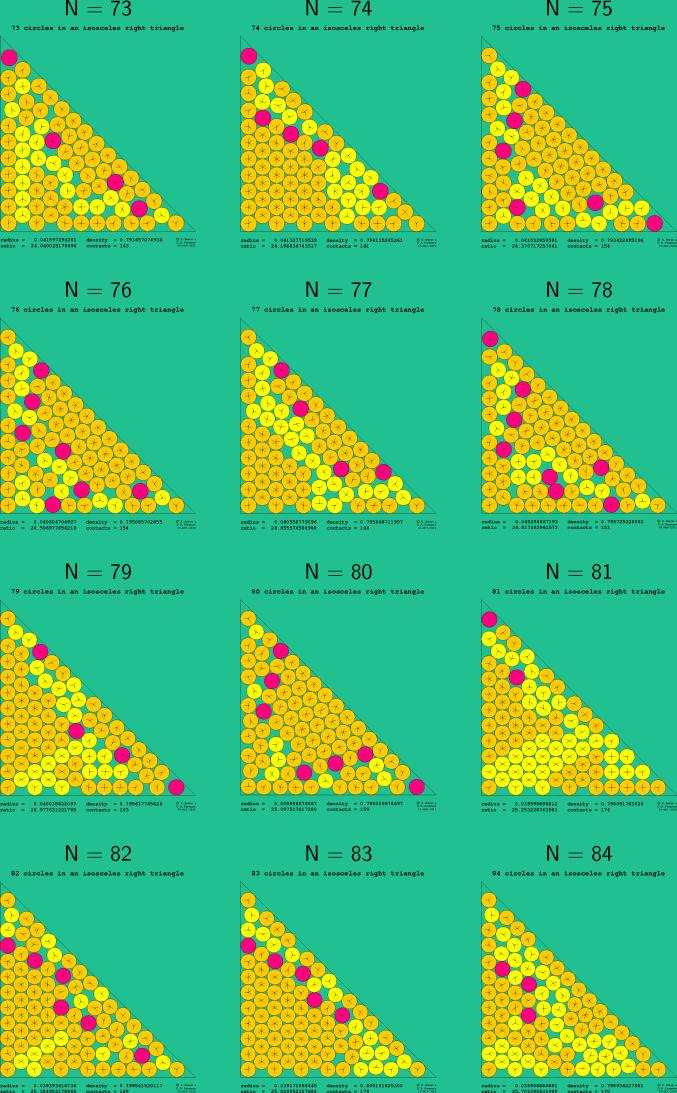 73-84 circles in an isosceles right triangle