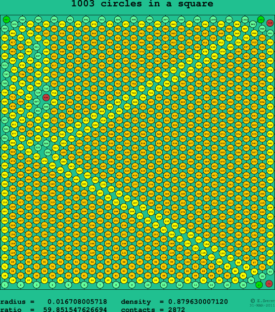 1003 circles in a square