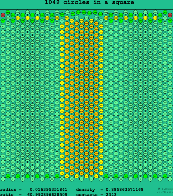 1049 circles in a square