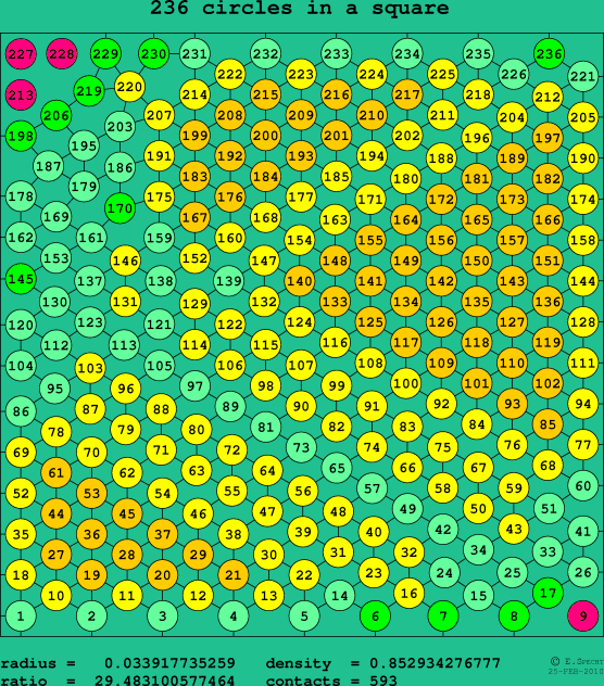 236 circles in a square