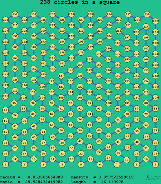 238 circles in a square
