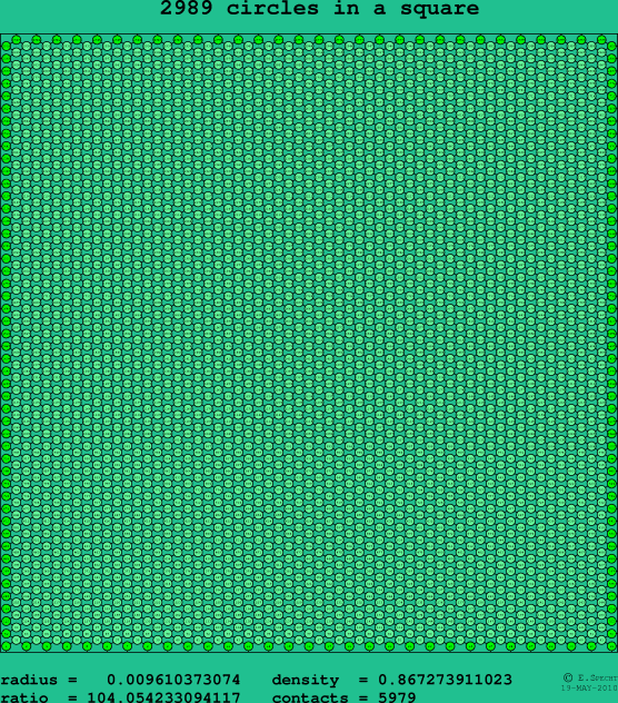 2989 circles in a square