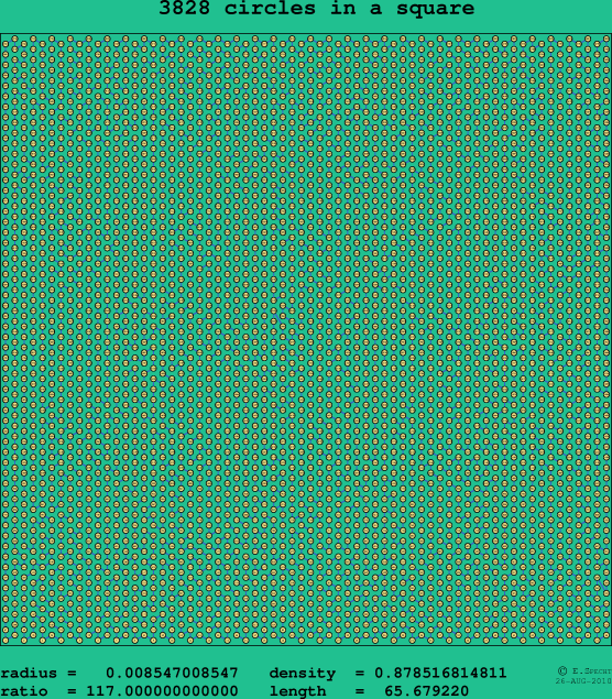 3828 circles in a square