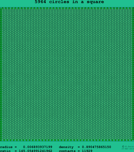 5964 circles in a square
