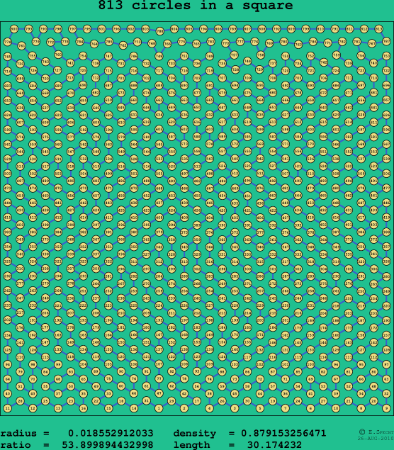 813 circles in a square