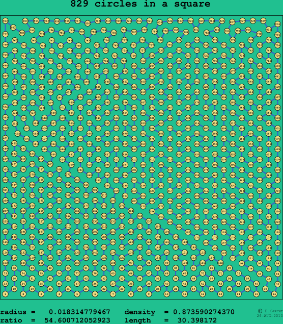 829 circles in a square