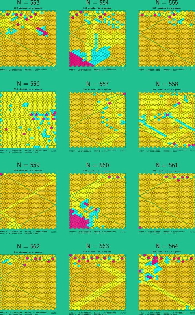 553-564 circles in a square