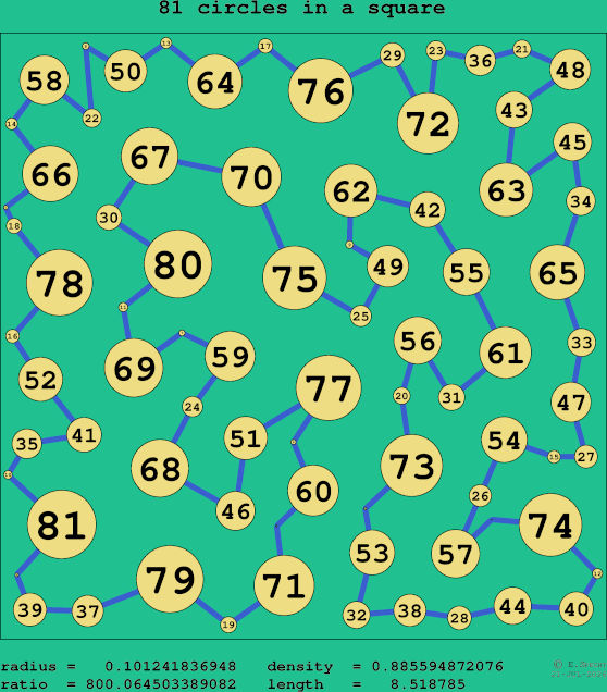 81 circles in a square
