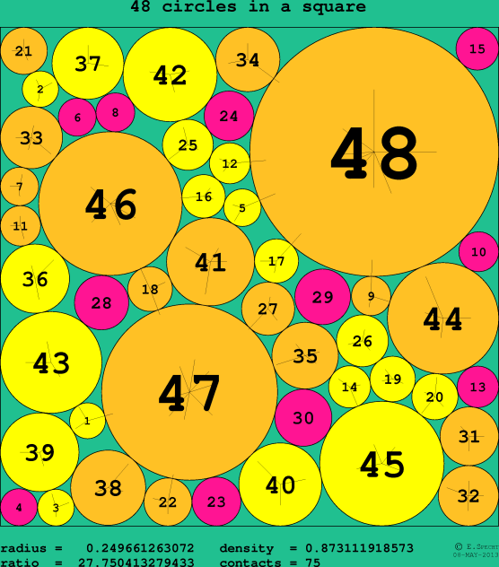 48 circles in a circle