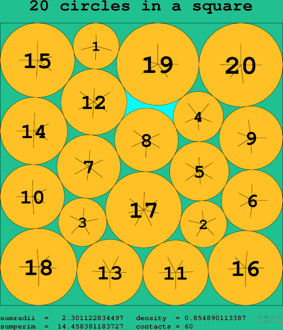 20 circles in a square