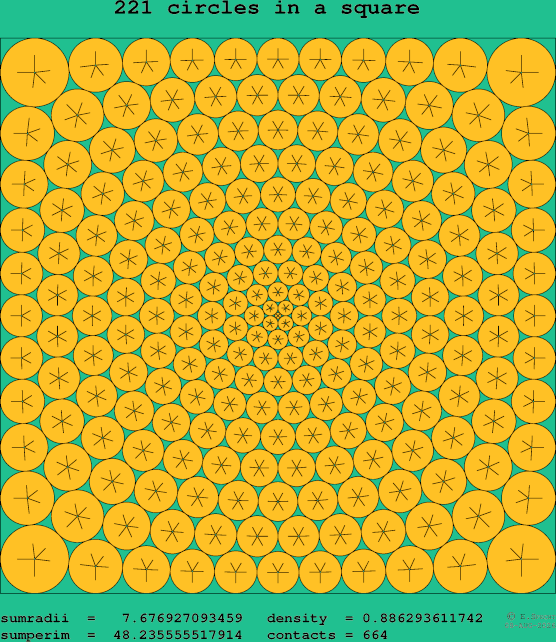 221 circles in a square