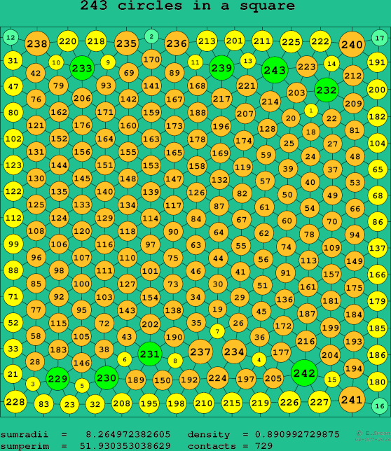 243 circles in a square