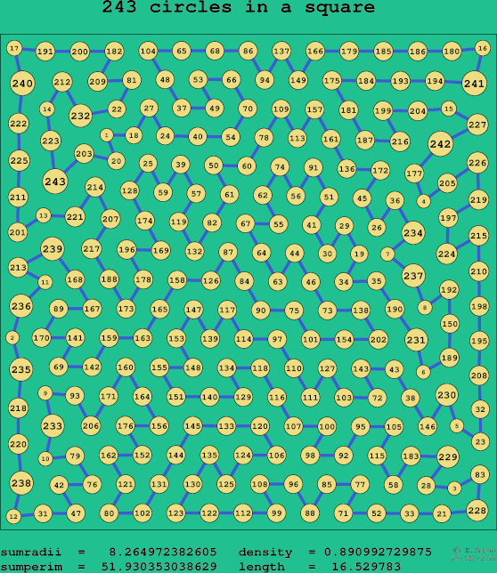 243 circles in a square