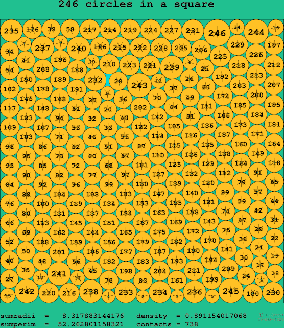 246 circles in a square
