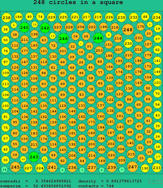 248 circles in a square