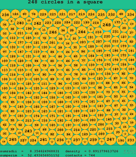 248 circles in a square