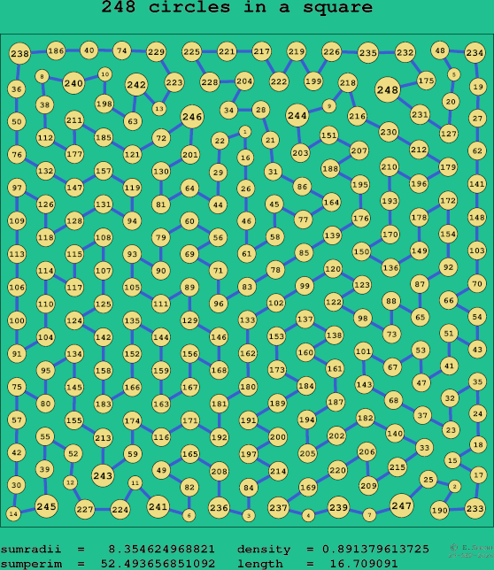 248 circles in a square