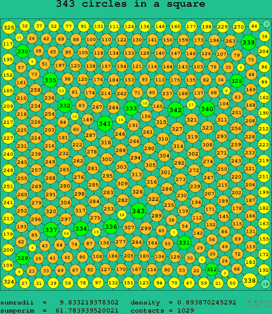 343 circles in a square
