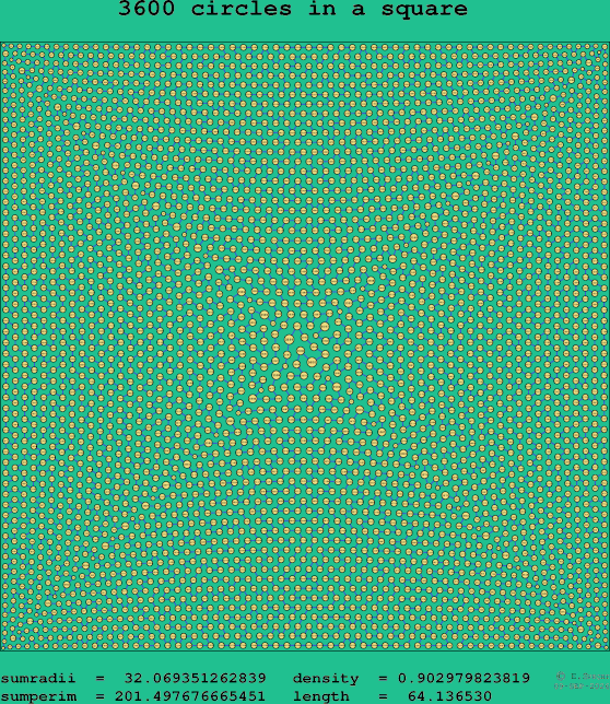 3600 circles in a square