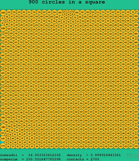 900 circles in a square