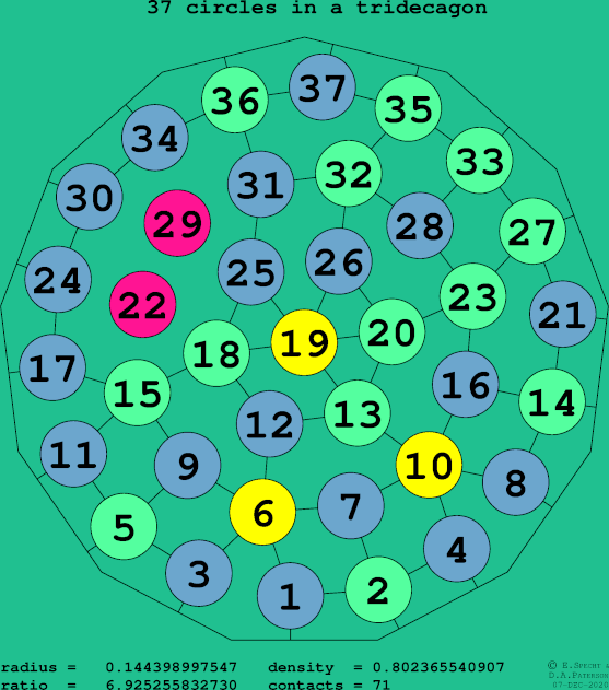 37 circles in a regular tridecagon