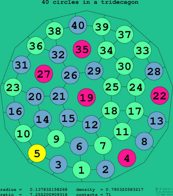40 circles in a regular tridecagon