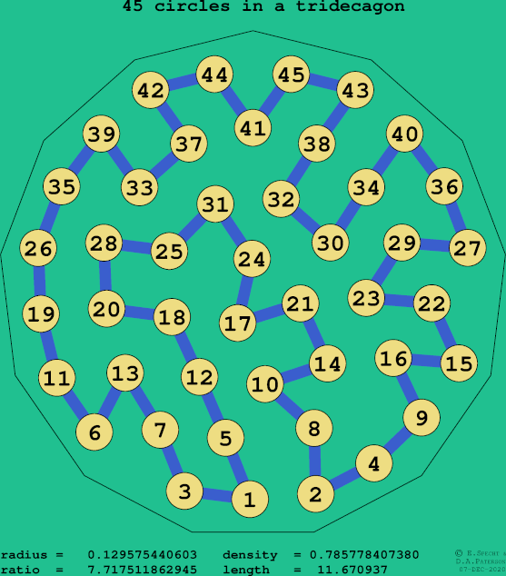 45 circles in a regular tridecagon