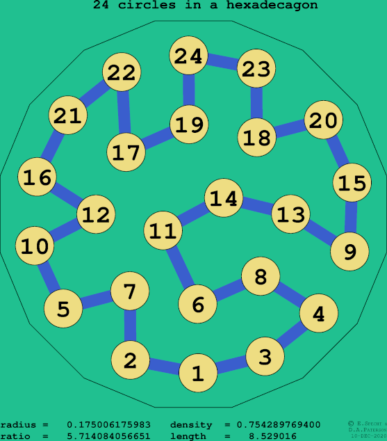 24 circles in a regular hexadecagon