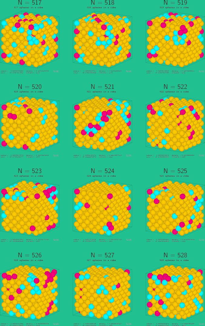 517-528 spheres in a cube