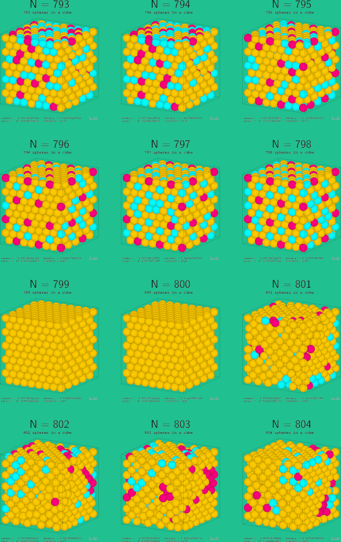 793-804 spheres in a cube